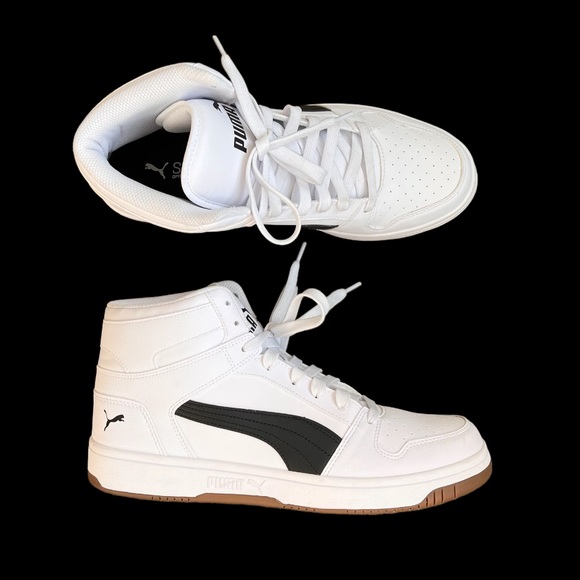 PUMA MENS REBOUND MID SNEAKER - WHITE / SIZE 12 - Picture 1 of 9